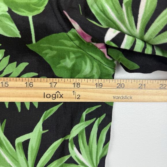 Ralph Lauren LRL Linen Tunic Top S Green Floral Printed Mandarin Collar Retro - Picture 7 of 8